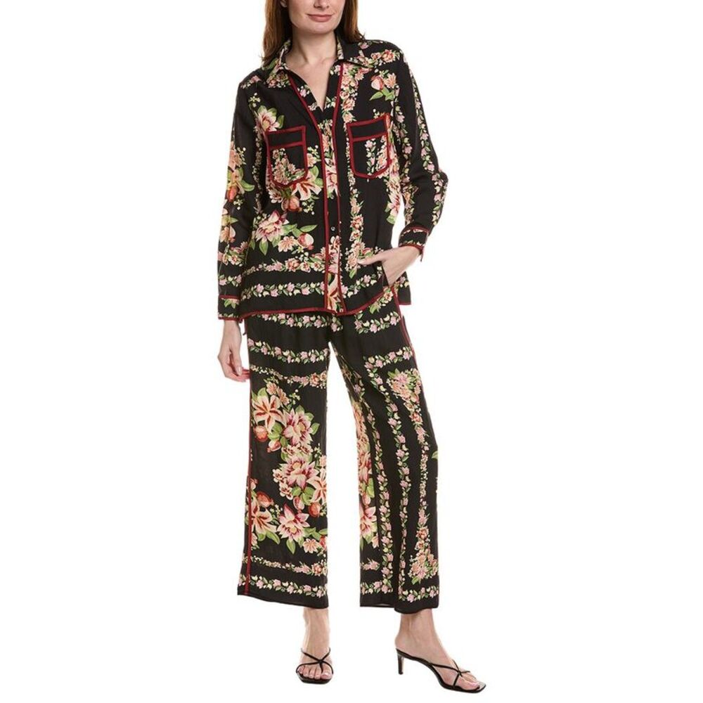 Beulah Womens 2Pc Shirt & Pant Set, Black - Picture 1 of 3